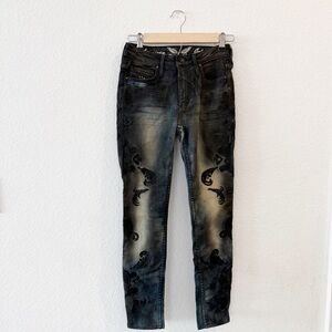 Robin’s Jeans- Gothic Embroidered Skinny Jeans - 24